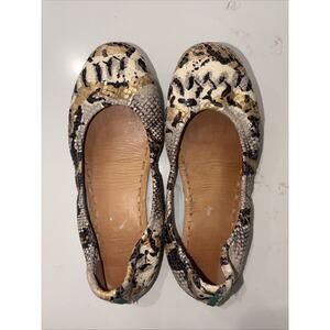 Tieks by Gavrieli Snake Ballet Flats Womens 8 Snakeskin Gold Metallic Leather